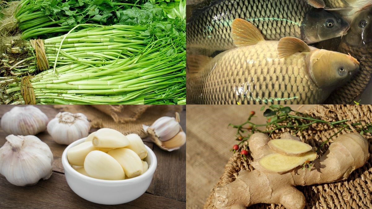 Nguyên liệu món ăn cá chép giòn xào rau cần