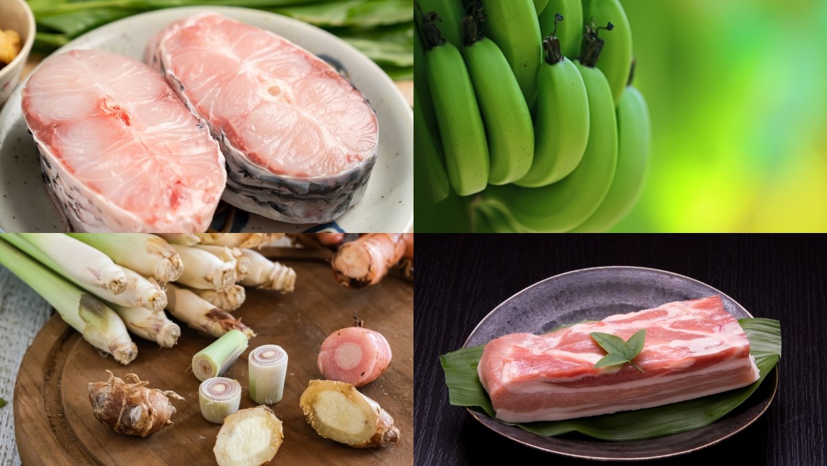 Nguyên liệu món ăn cách làm cá trắm kho chuối xanh