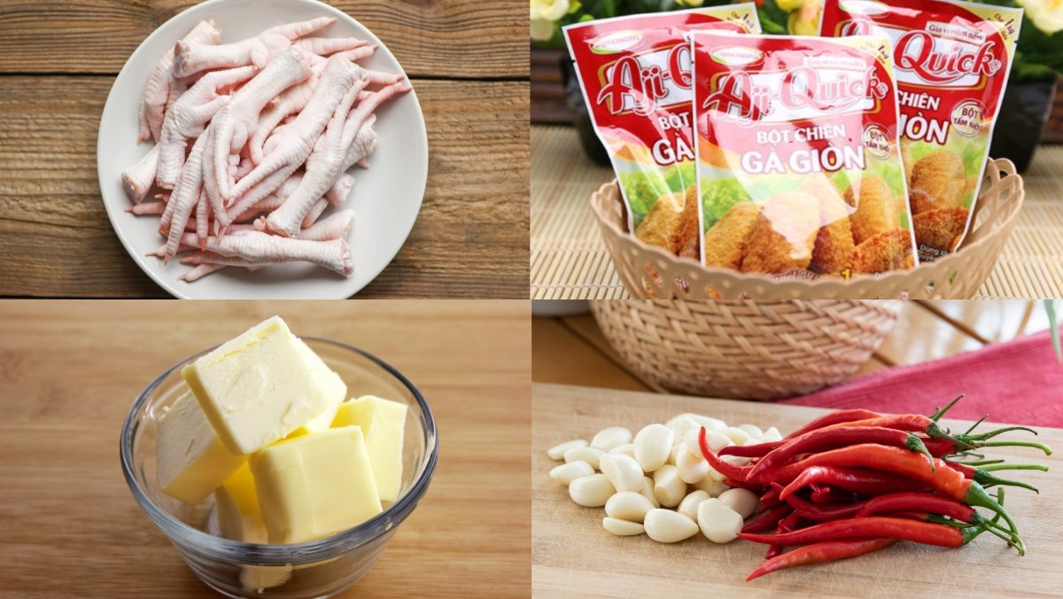 Nguyên liệu món ăn cách làm chân gà chiên bơ tỏi