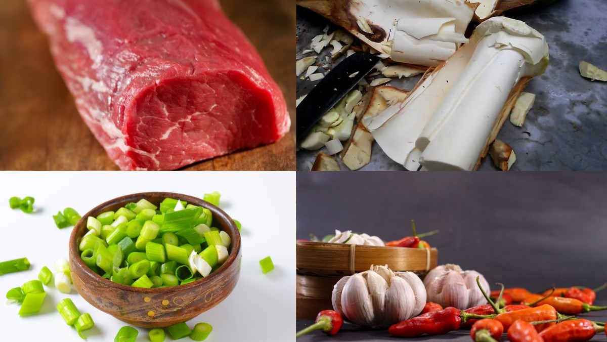 Nguyên liệu món ăn cách làm củ hũ dừa xào thịt bò