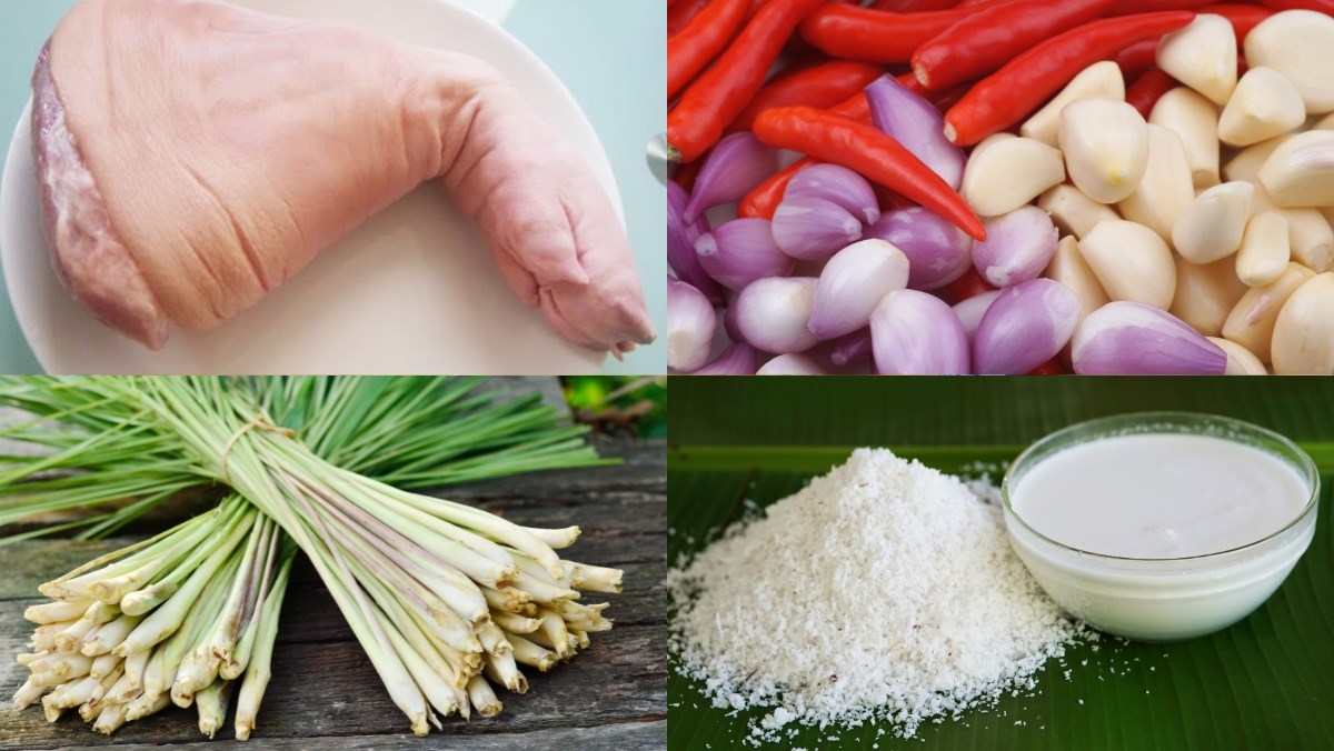 Nguyên liệu món ăn cách nấu giò heo giả cầy kiểu miền tây