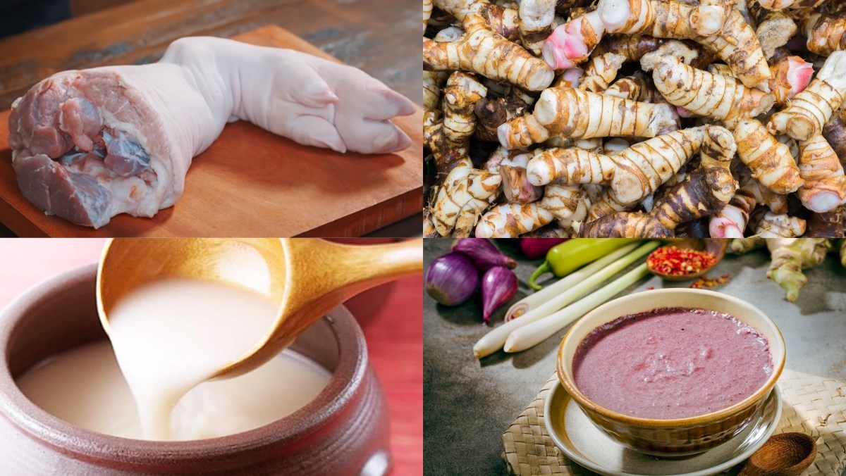 Nguyên liệu món ăn cách làm giò heo nấu giả cầy miền bắc