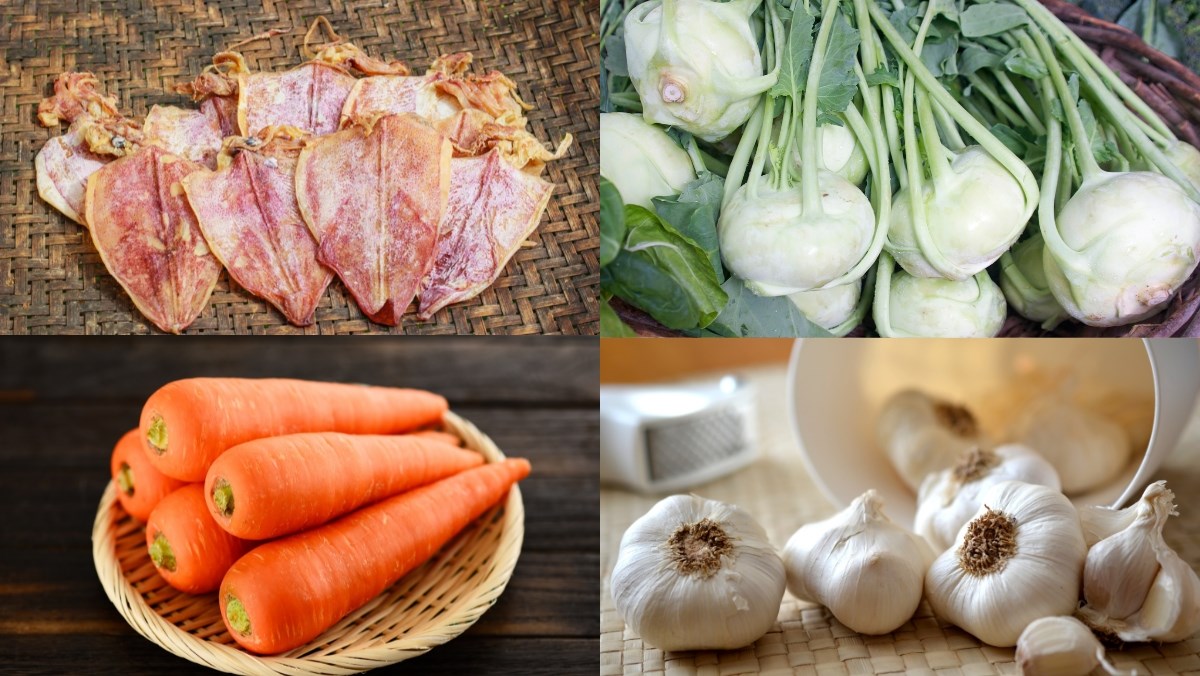 Nguyên liệu món ăn cách nấu món su hào xào mực khô