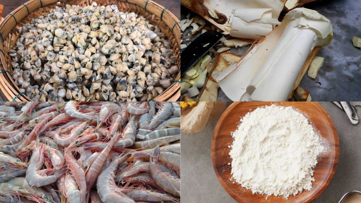 Nguyên liệu món ăn bánh xèo hến