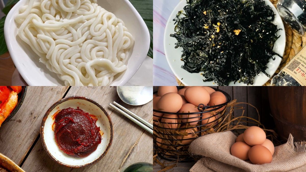Nguyên liệu món ăn mì udon trộn