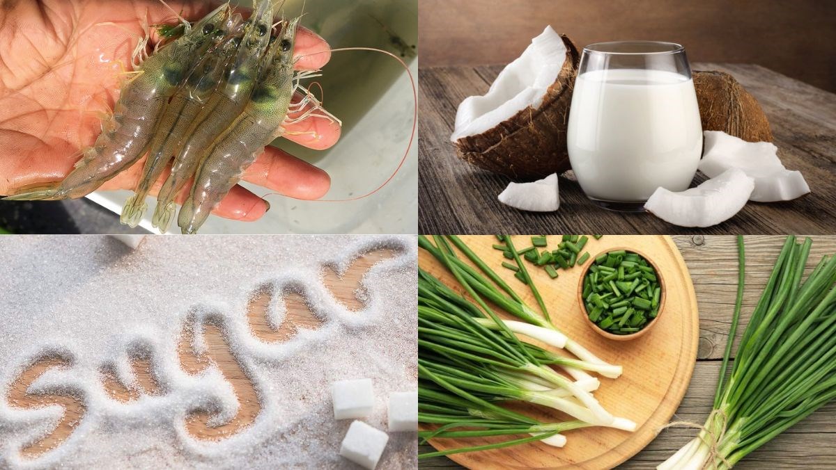 Nguyên liệu món ăn tép rang dừa