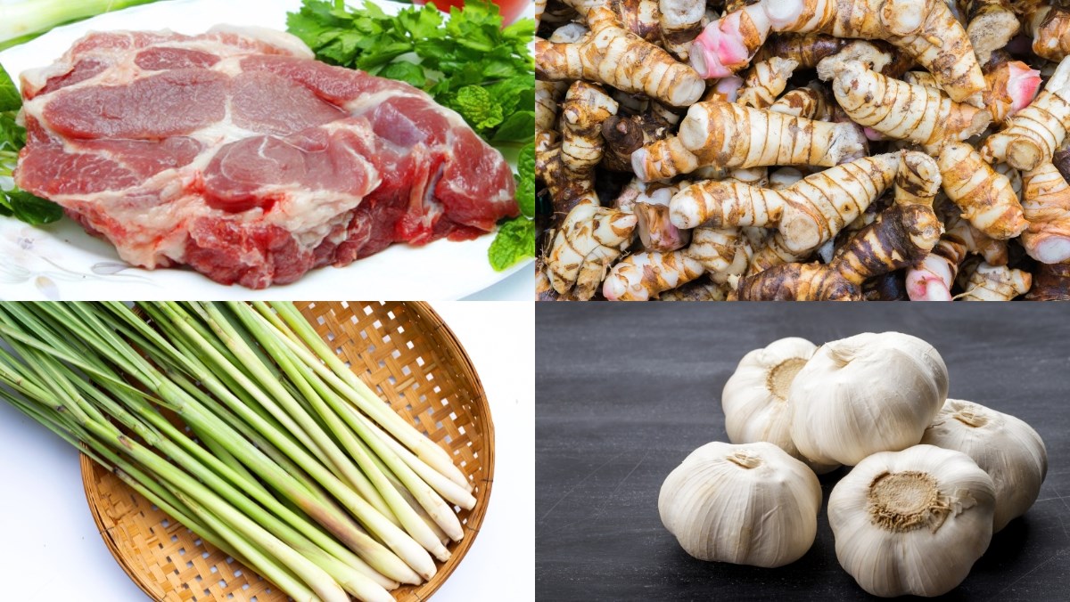 Nguyên liệu món ăn cách làm thịt lợn chiên riềng