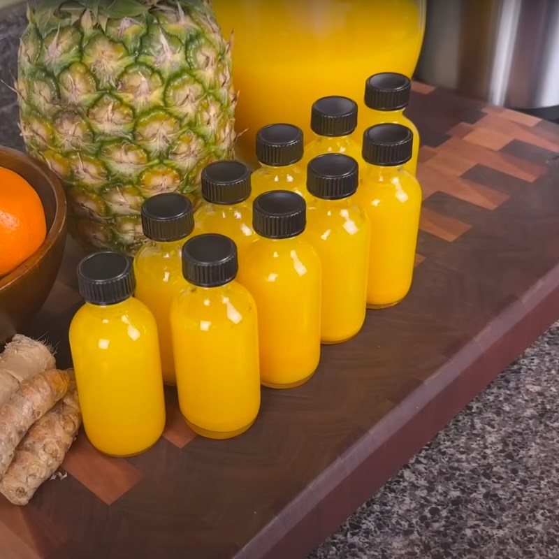 Bước 3 Thành phẩm Ginger shot với thơm, cam và nghệ
