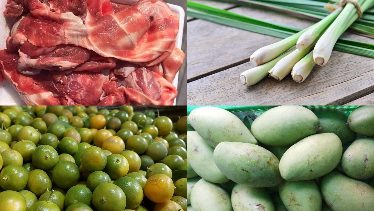 Nguyên liệu món ăn gân bò ngâm sả tắc