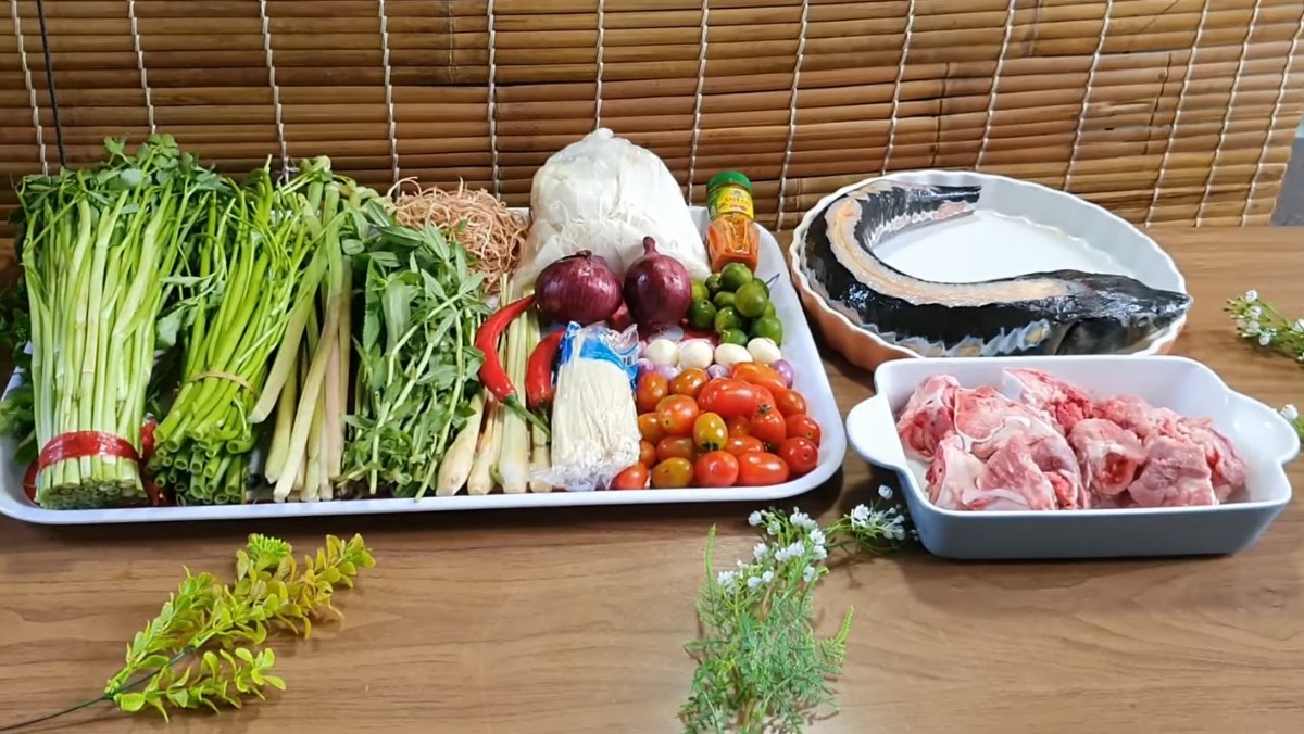 Nguyên liệu món ăn cách nấu lẩu cá tầm sapa