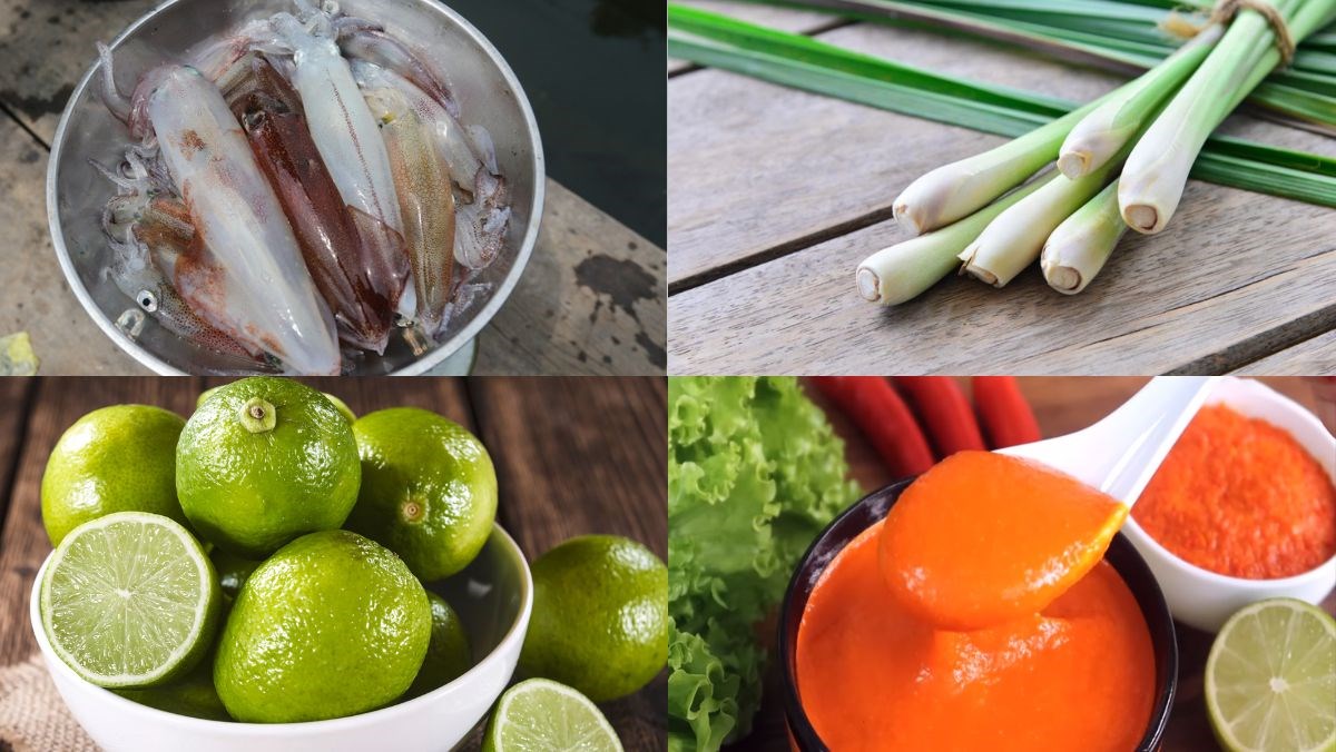 Nguyên liệu món ăn mực nhảy ăn sống