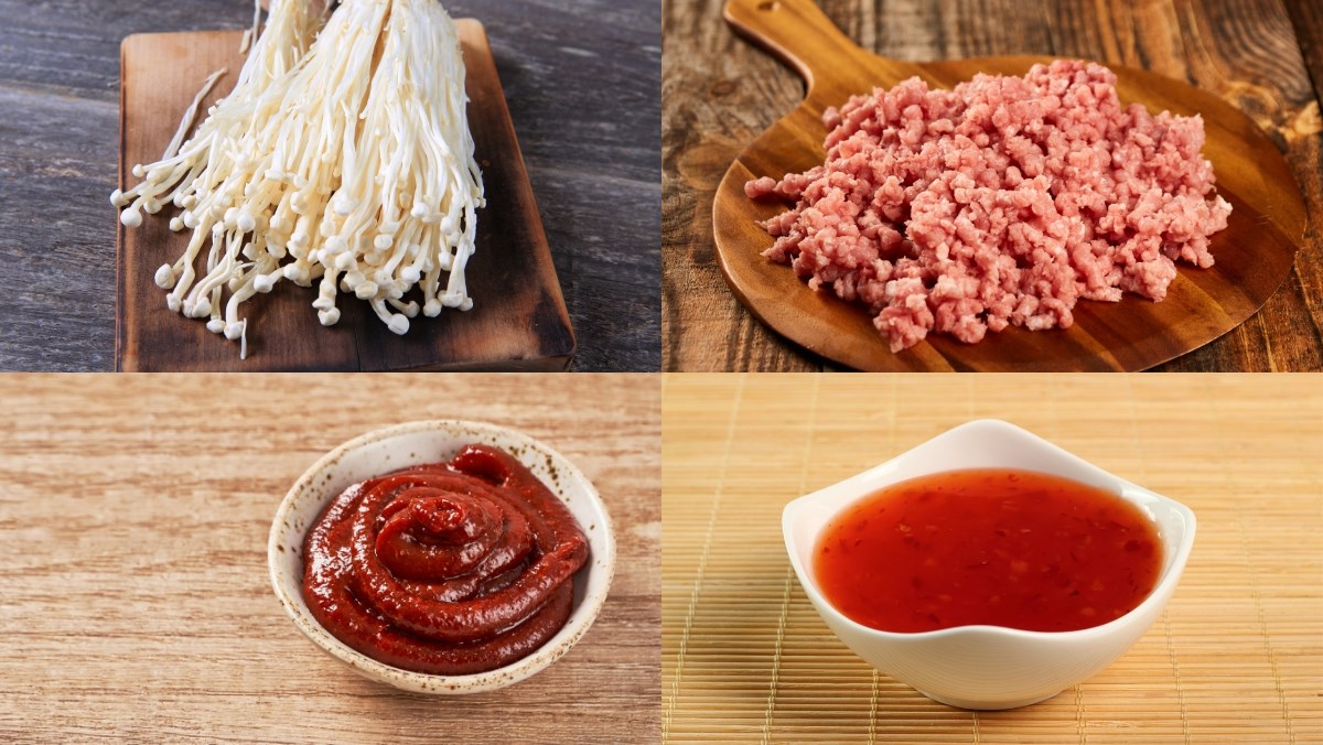 Nguyên liệu món ăn cách làm nấm kim châm sốt cay