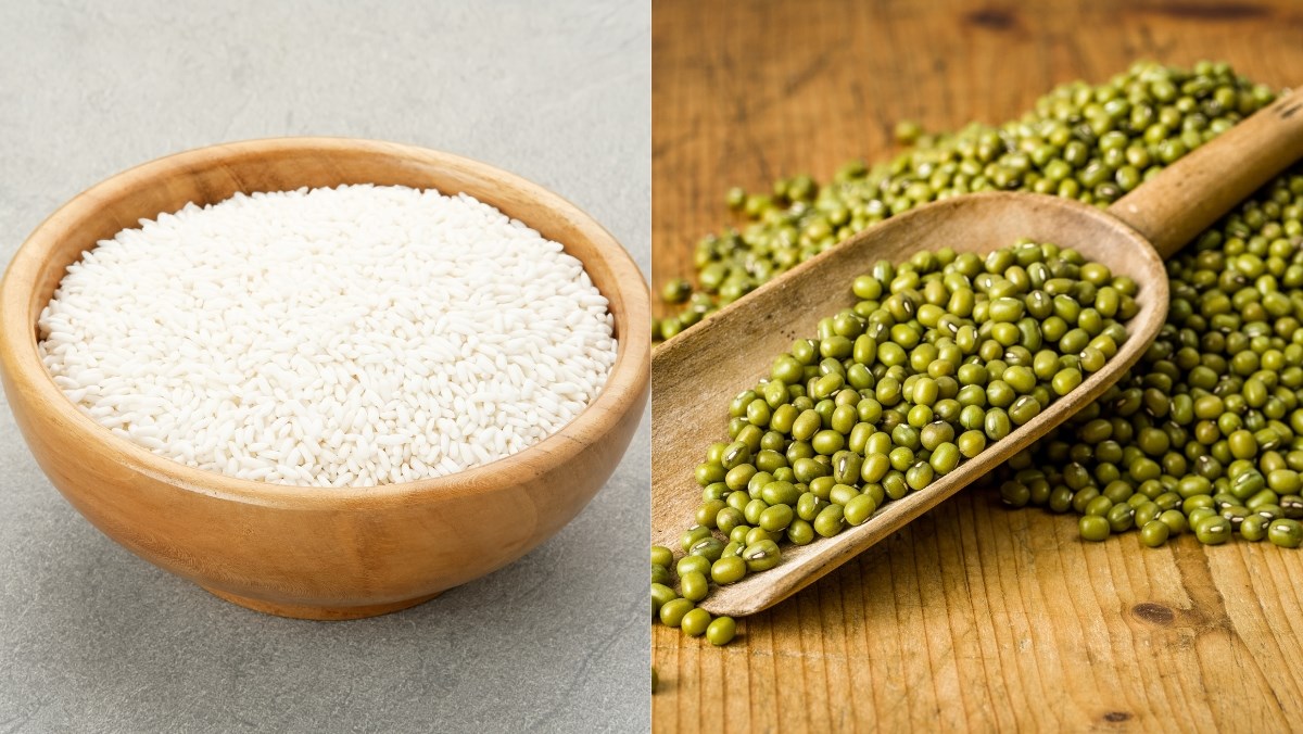 Nguyên liệu món ăn cách đồ xôi hoa cau (xôi đỗ xanh)