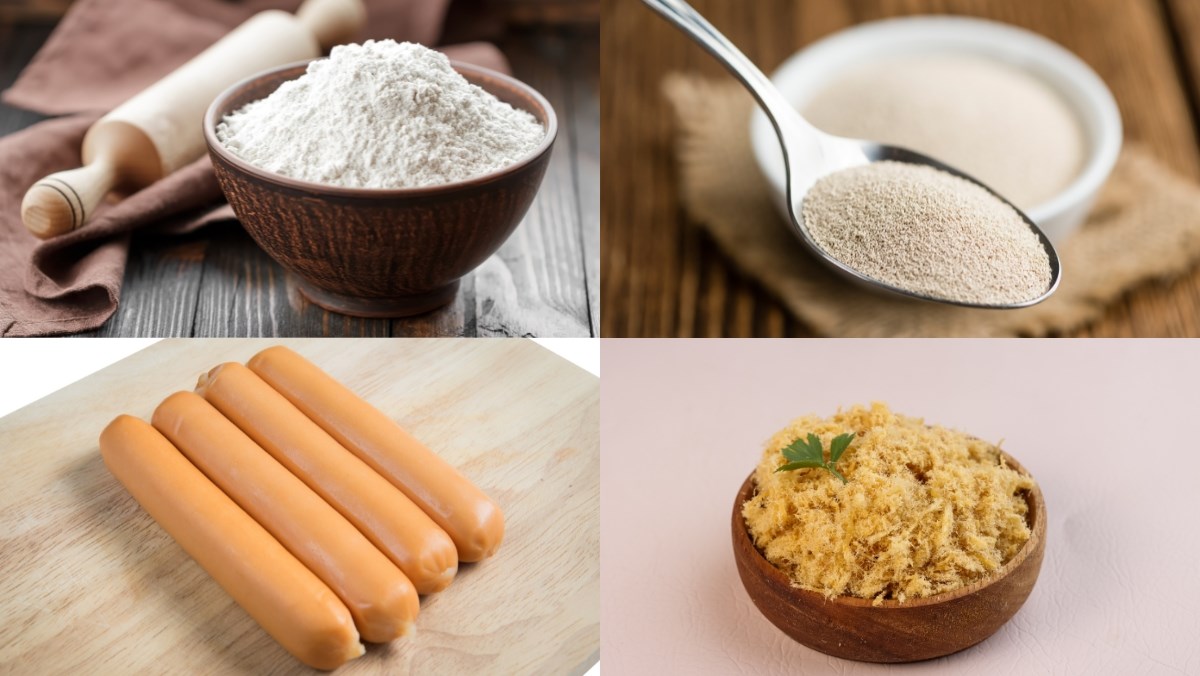 Nguyên liệu món ăn cách làm bánh mì xúc xích chà bông