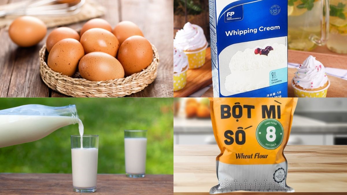 Nguyên liệu món ăn bánh sinh nhật kem tươi