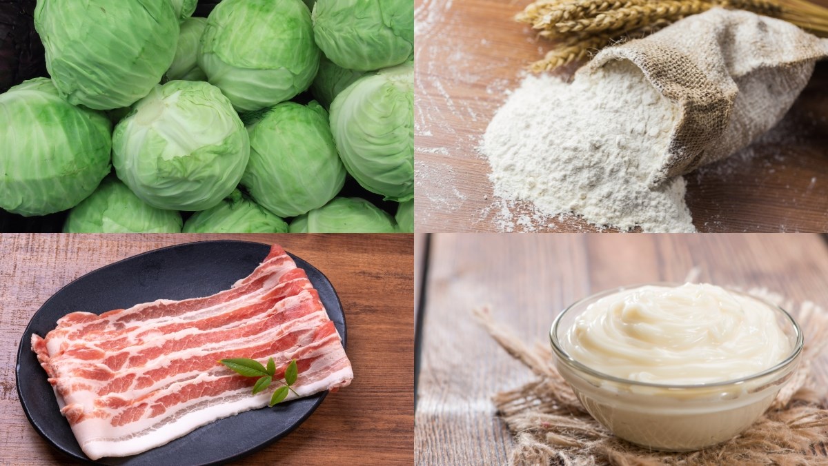 Nguyên liệu món ăn cách làm bánh xèo nhật bản - okonomiyaki