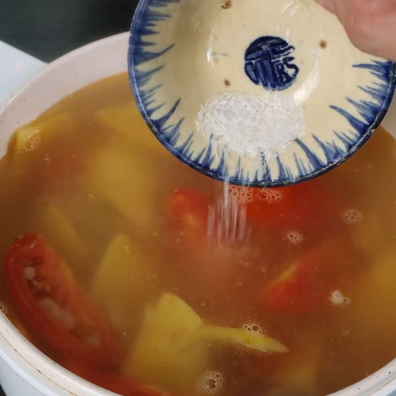 Bước 4 Nấu canh Canh chua thịt băm