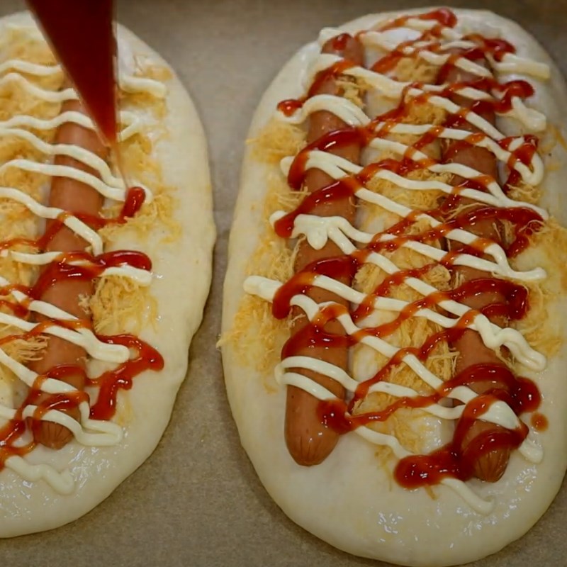 Bước 5 Nướng bánh Bánh mì xúc xích chà bông