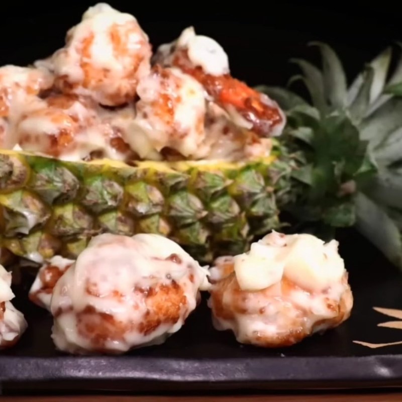 Bước 5 Thành phẩm Tôm sốt mayonnaise trái thơm