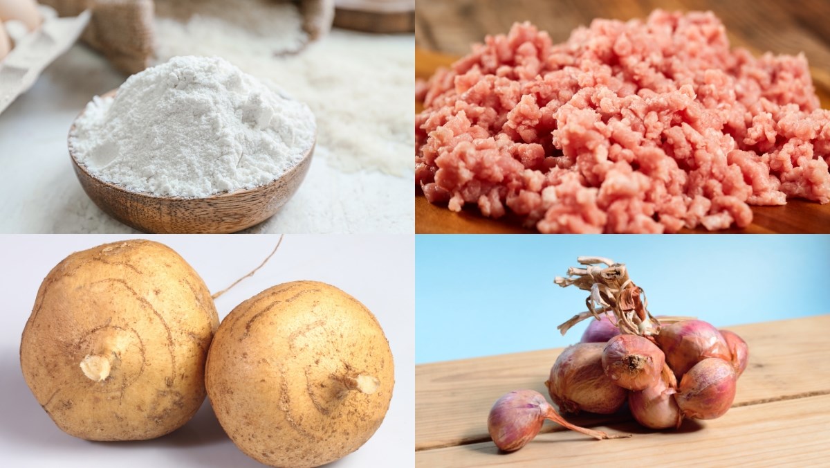 Nguyên liệu món ăn cách làm bánh bột (bánh đúc người hoa)