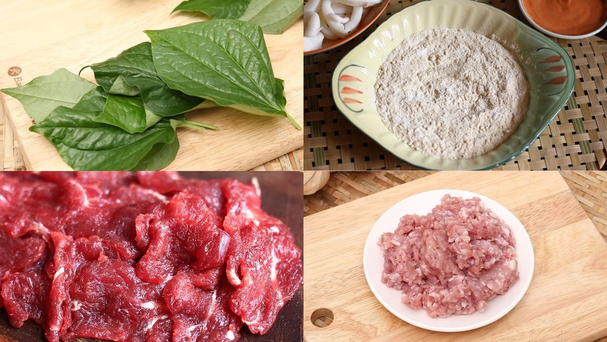 Nguyên liệu món ăn bò chiên lá lốt