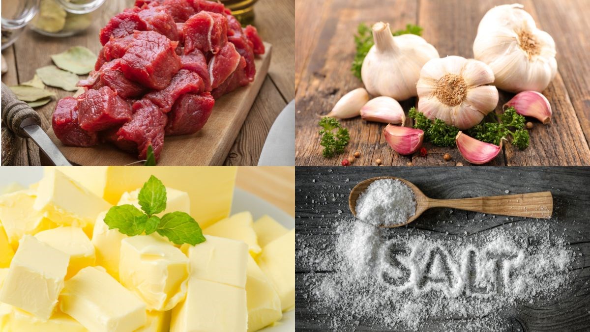 Nguyên liệu món ăn bò xào bơ tỏi
