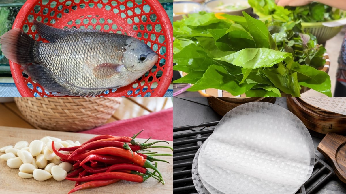 Nguyên liệu món ăn cách làm cá tai tượng chiên xù cuốn bánh tráng