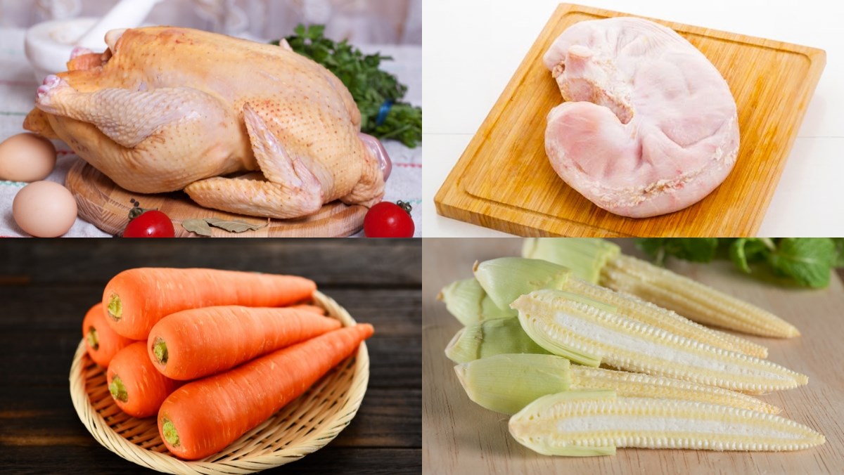 Nguyên liệu món ăn cách làm gà nấu bao tử