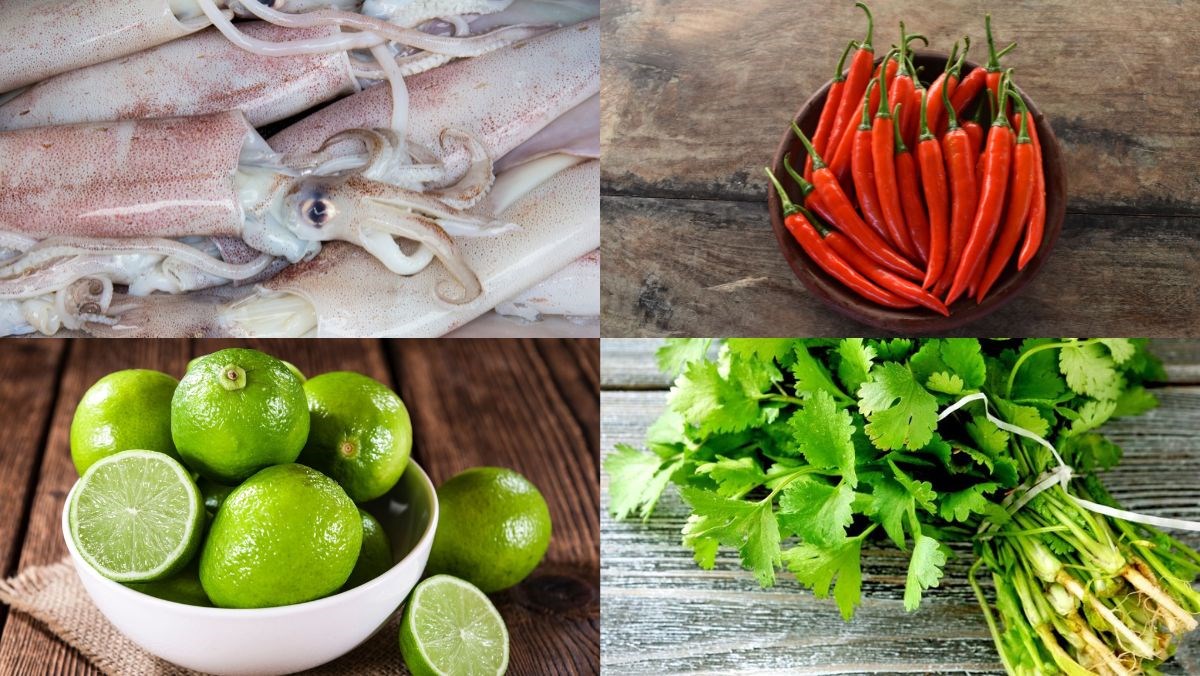 Nguyên liệu món ăn mực hấp thái
