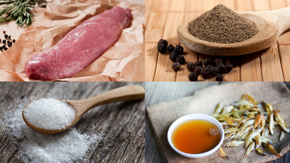 Nguyên liệu món ăn cách làm thịt thăn rim tiêu