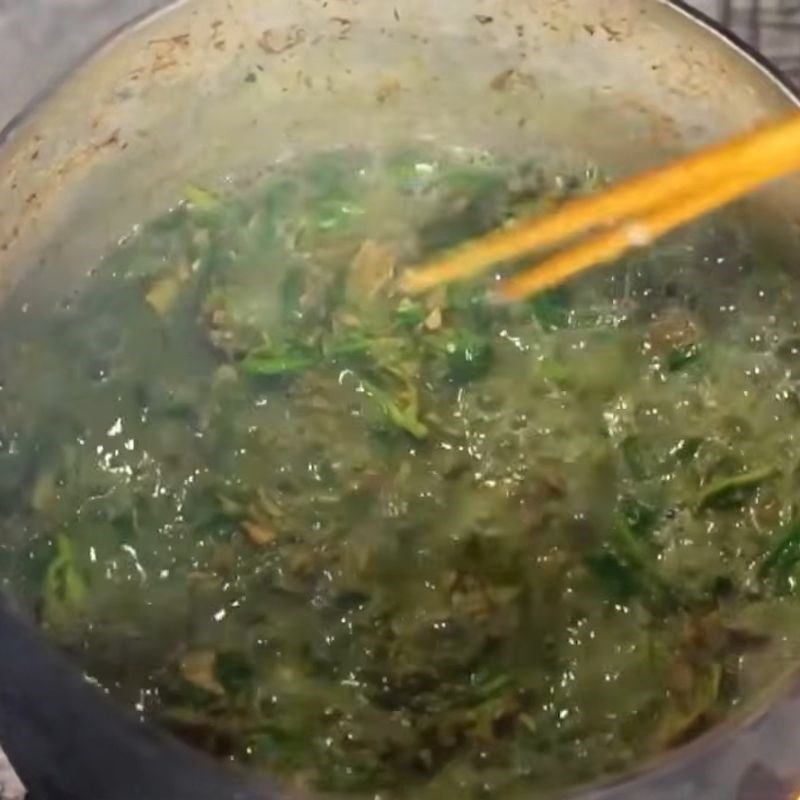Bước 5 Cho rau cải non vào sau cùng Canh bon