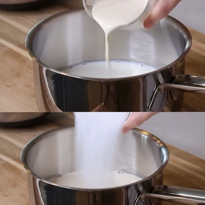 Bước 2 Làm phần kem trứng ô long Bánh ô long nhài nhãn