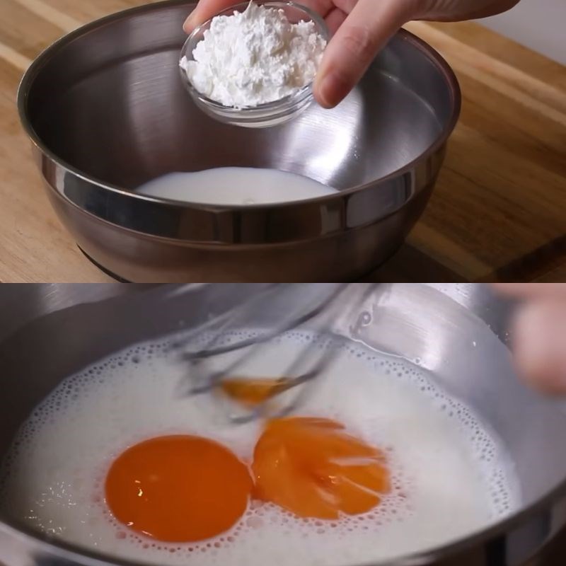 Bước 2 Làm phần kem trứng ô long Bánh ô long nhài nhãn