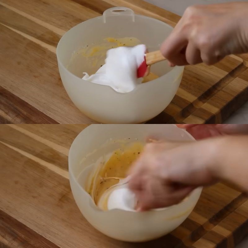Bước 6 Trộn hỗn hợp lòng trắng và lòng đỏ Bánh ô long nhài nhãn