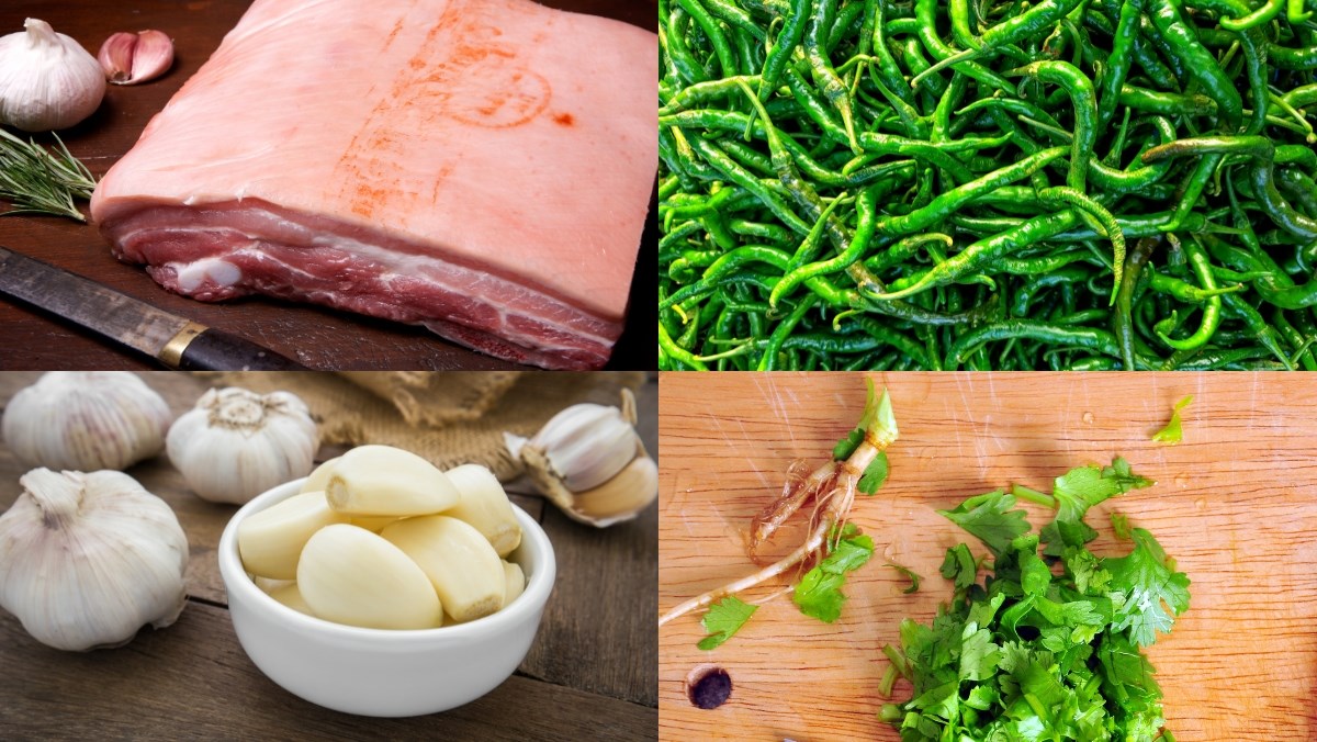 Nguyên liệu món ăn cách làm thịt ba chỉ thái mỏng chiên giòn