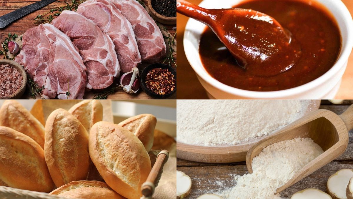 Nguyên liệu món ăn bánh mì xá xíu
