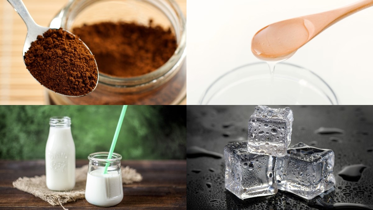Nguyên liệu món ăn 2 cách pha cà phê latte nóng và đá