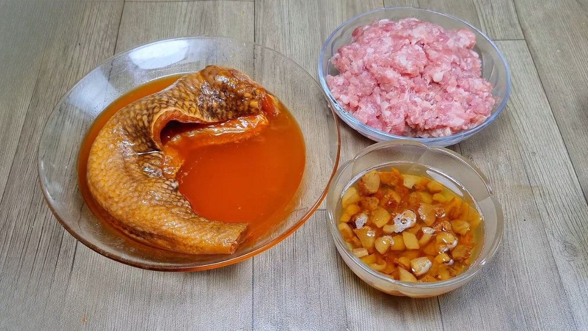 Nguyên liệu món ăn mắm cá lóc chưng thịt