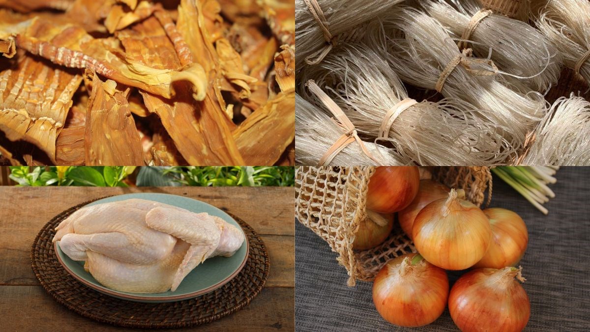 Nguyên liệu món ăn miến gà măng khô