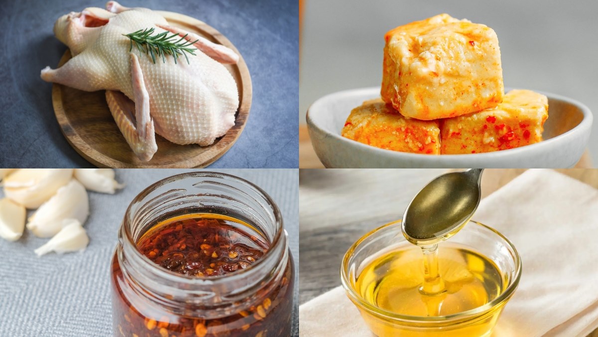 Nguyên liệu món ăn công thức vịt nướng chao bằng nồi chiên không dầu