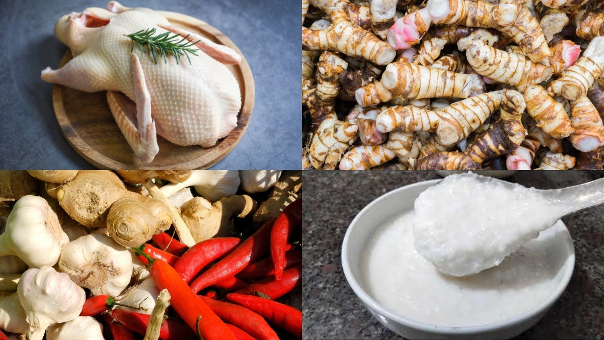 Nguyên liệu món ăn cách làm vịt om riềng mẻ