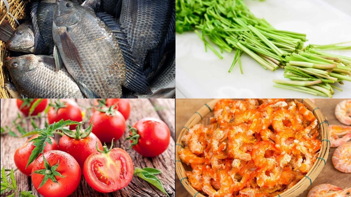 Nguyên liệu món ăn bún cá rau cần
