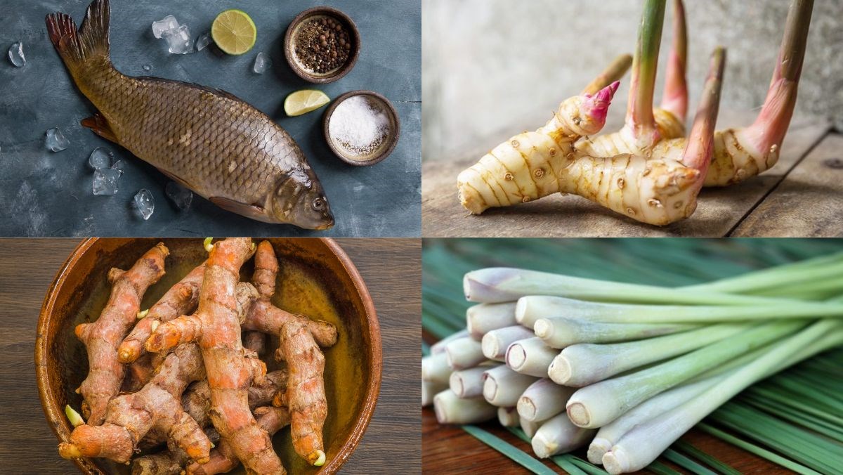 Nguyên liệu món ăn cá trắm kho riềng sả