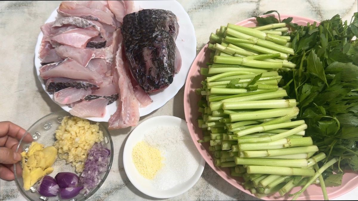 Nguyên liệu món ăn canh cá nấu rau cần