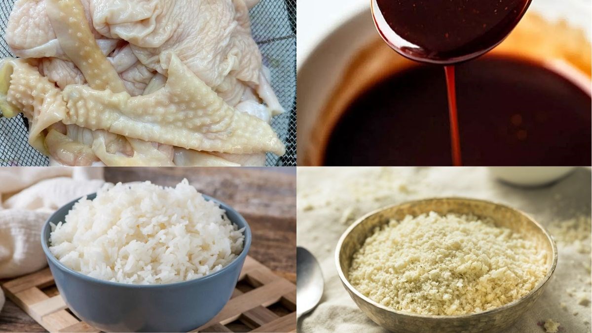Nguyên liệu món ăn cơm chiên da gà
