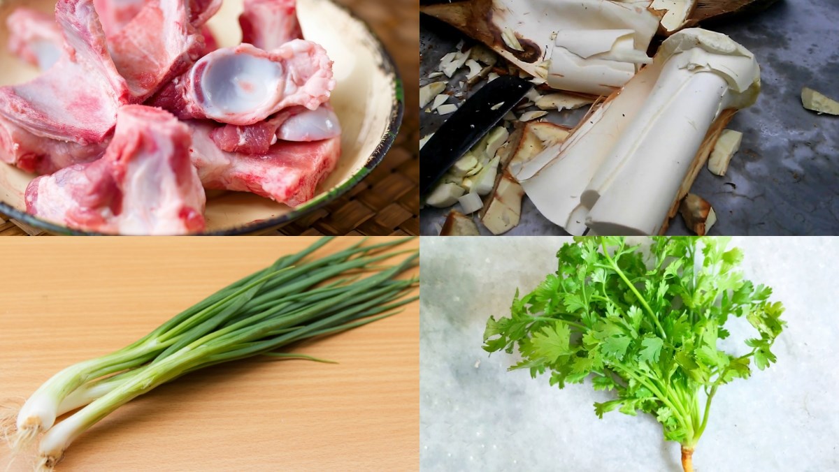 Nguyên liệu món ăn cách làm củ hủ dừa hầm xương