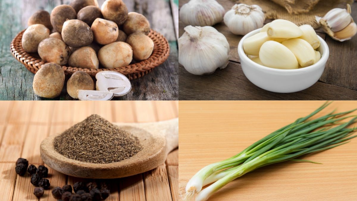 Nguyên liệu món ăn nấm rơm xào tỏi