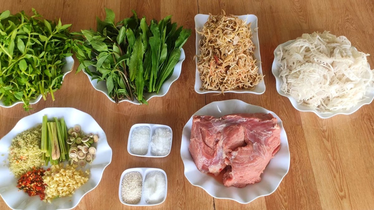 Nguyên liệu món ăn cách làm trâu nhúng mẻ