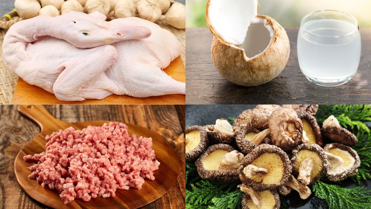 Nguyên liệu món ăn vịt tiềm ngũ quả