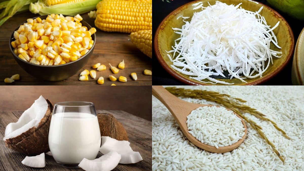 Nguyên liệu món ăn xôi ngô dừa
